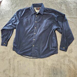 Vintage Men's Wrangler Flannel Lined Button Up Shirt Blue Utility Size XL